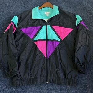 Vintage Bocoo Jacket Mens Medium Multicolor Full Zip Windbreaker Colorblock